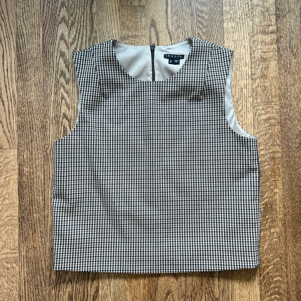 Theory Focha Plaid Sleevless Crop